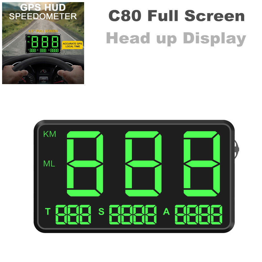 C80 Full-Screen Digital GPS Speedometer Alarm Floating Head-Up Display n