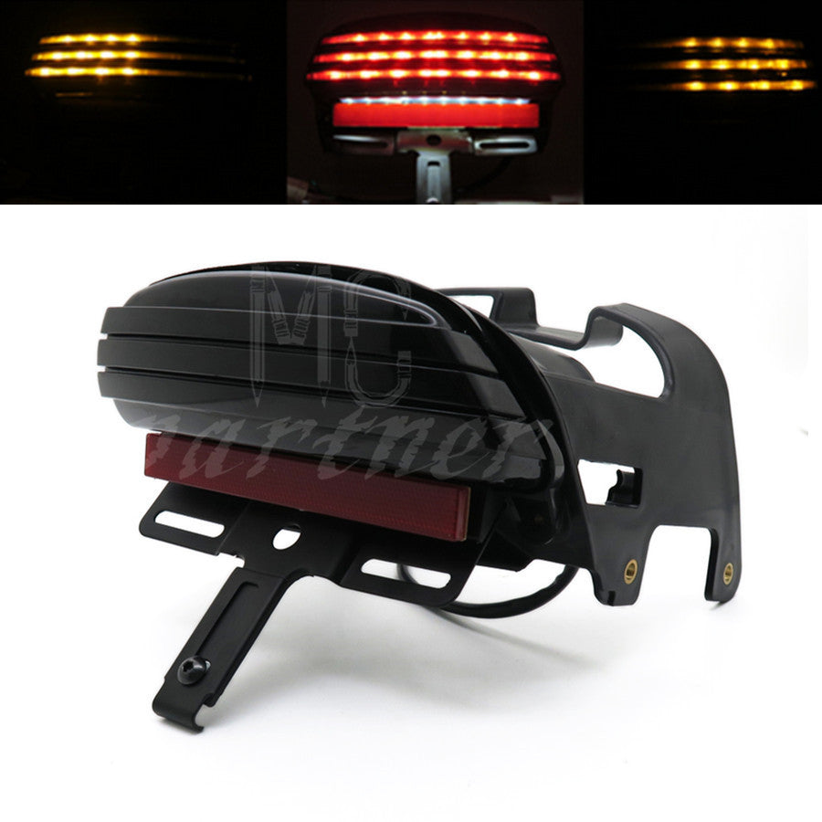 Tri-Bar LED Fender Turn Signal Tail Light License Plate Bracket For Dyna Fat Bob Q