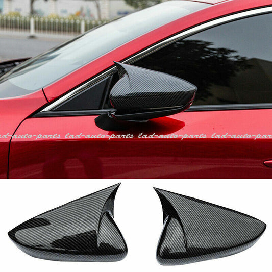Carbon Look Ox Horn Rearview Side Mirror Trim Cover for Mazda 3 Axela 2019-2022