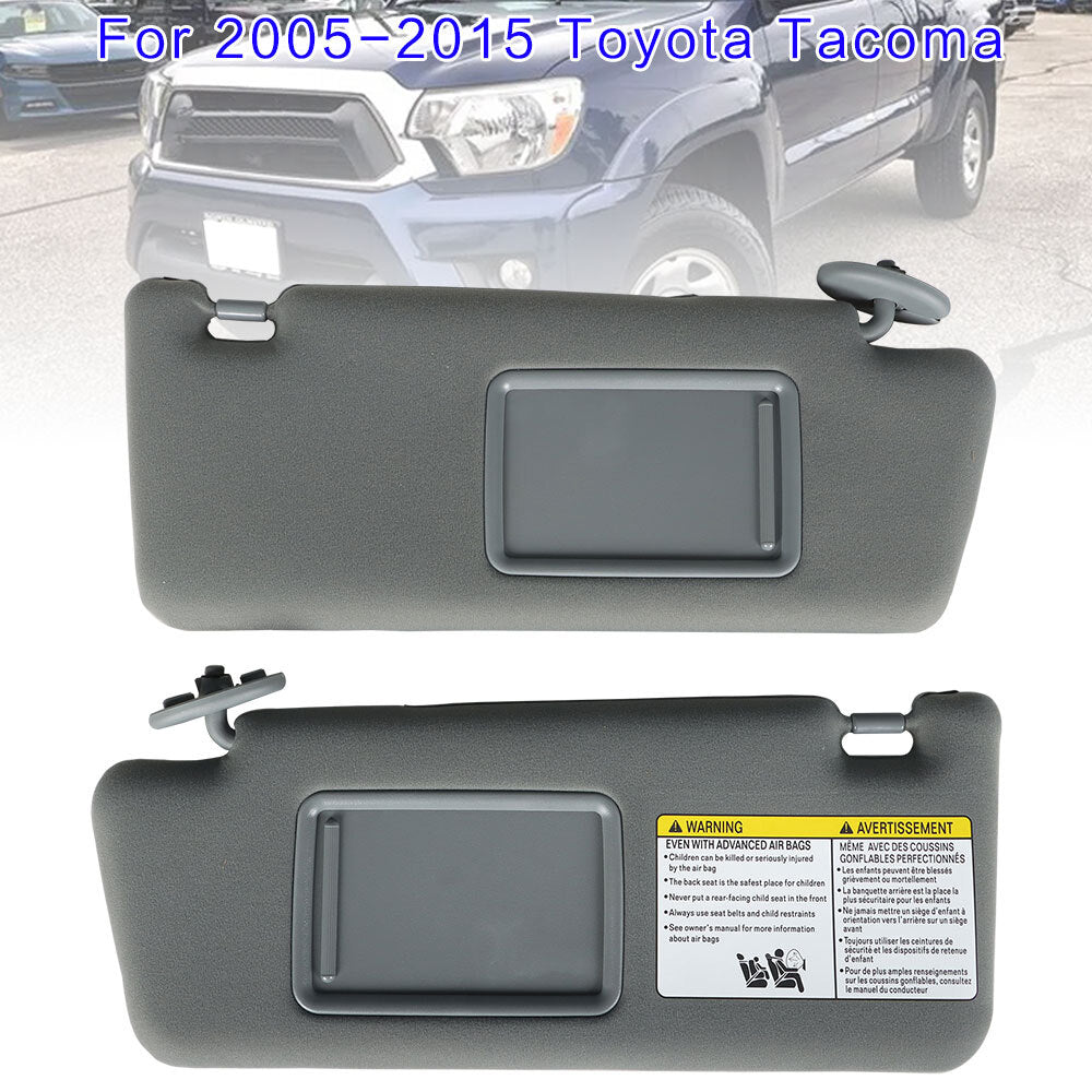Suitable for 2005-2015 Tacoma 2X sun visors, grey, driver and passenger sides. n