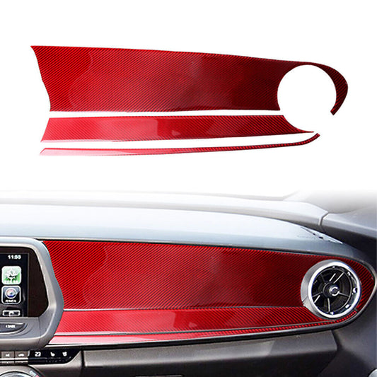 Carbon Fiber Red Copilot Dashboard Panel Cover Trim for Chevrolet Camaro 2016-20