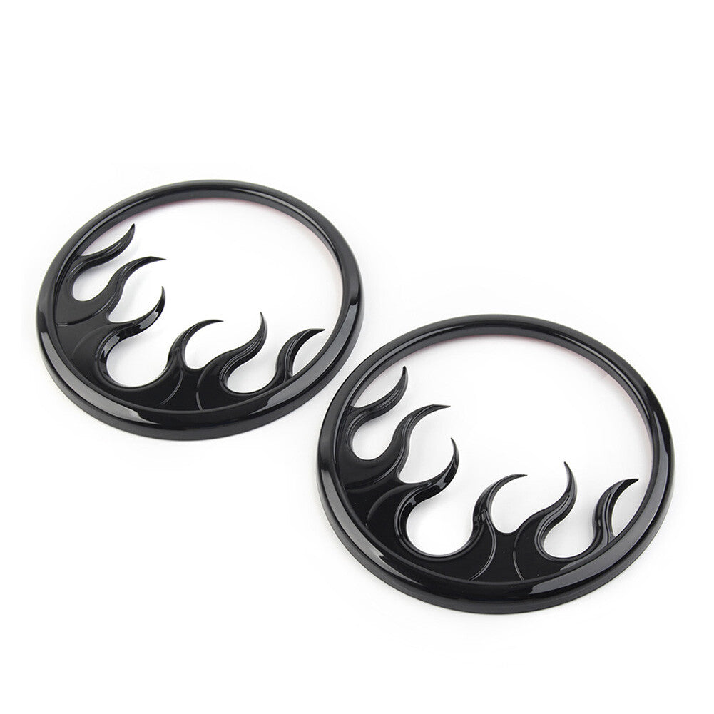 for Harley Electra Glide 2014-2022 Black Flames Speaker Grills Accent Trim Cover Q