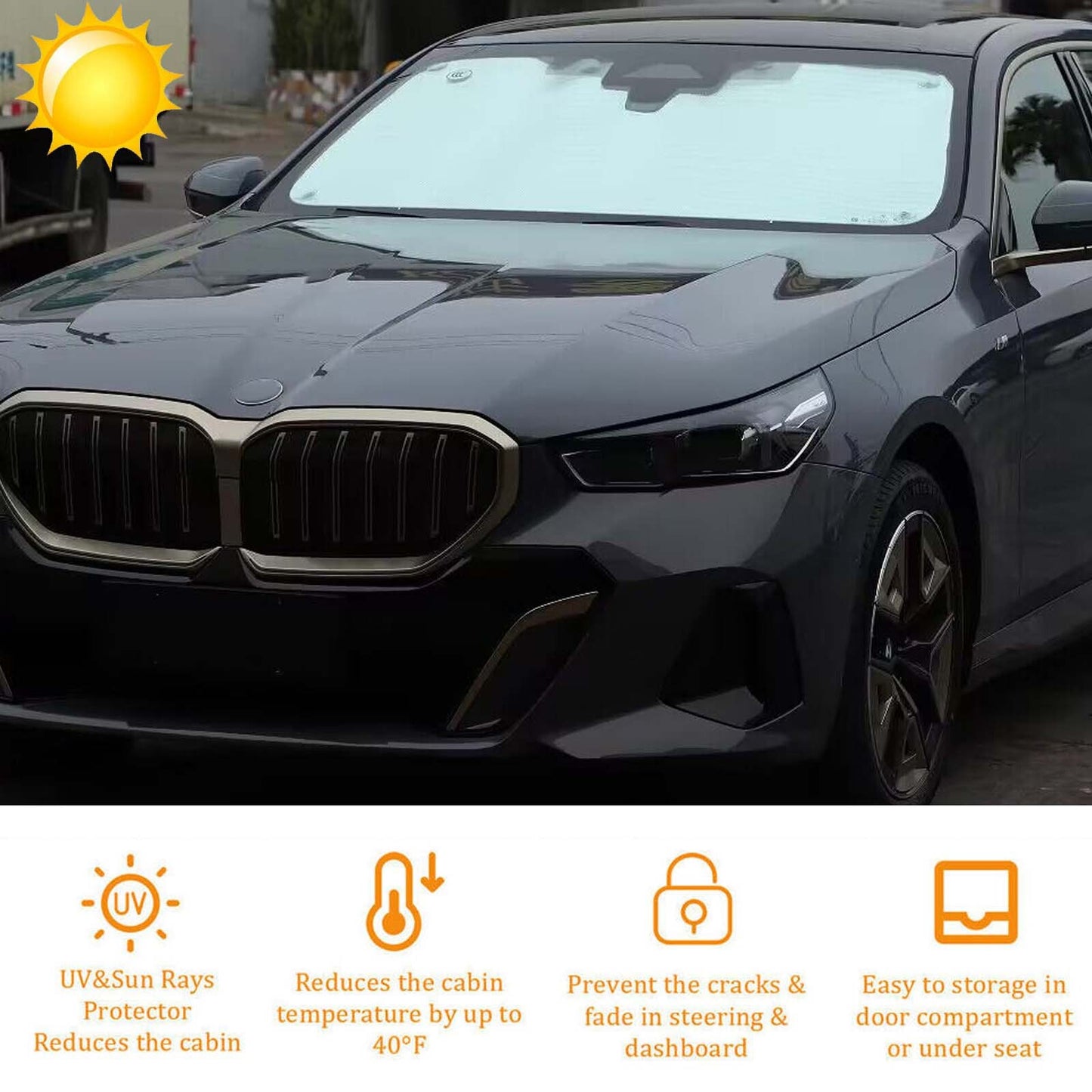 Folding front sun visor, sunshade, UV block, suitable for 5 2024- n