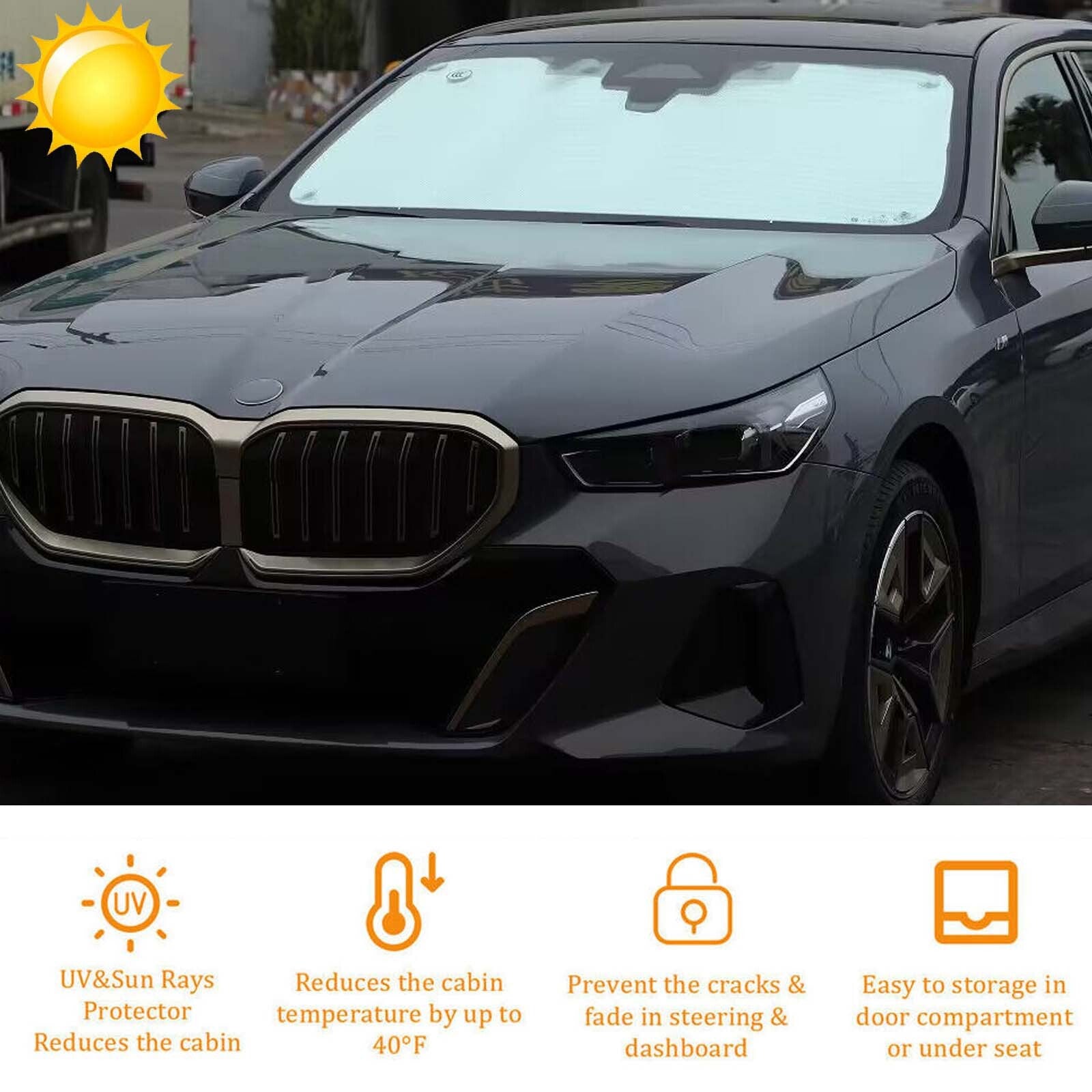 Folding front sun visor, sunshade, UV block, suitable for 5 2024- n