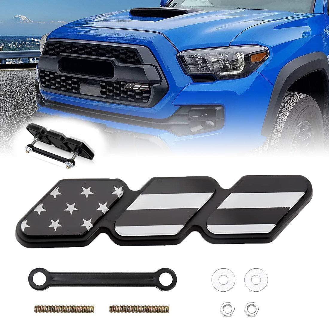 Black American Flag Front Grille Cover Badge Car Decoration for Tacoma Rav4 - n