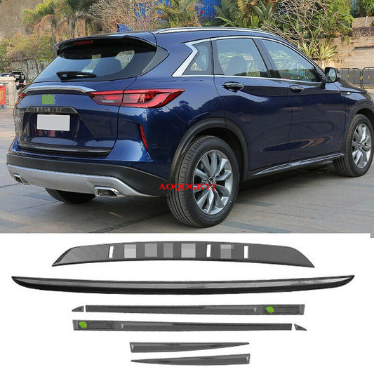 8p for Infiniti QX50 2019-24 Carbon steel Rear Trunk+Side Door Body Molding Trim