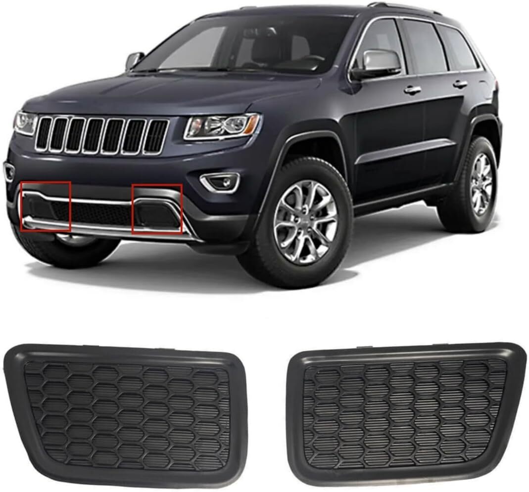 2x For 14-16 for Jeep Grand Cherokee Front Lower Grille Tow Hook Cover Insert Bezel