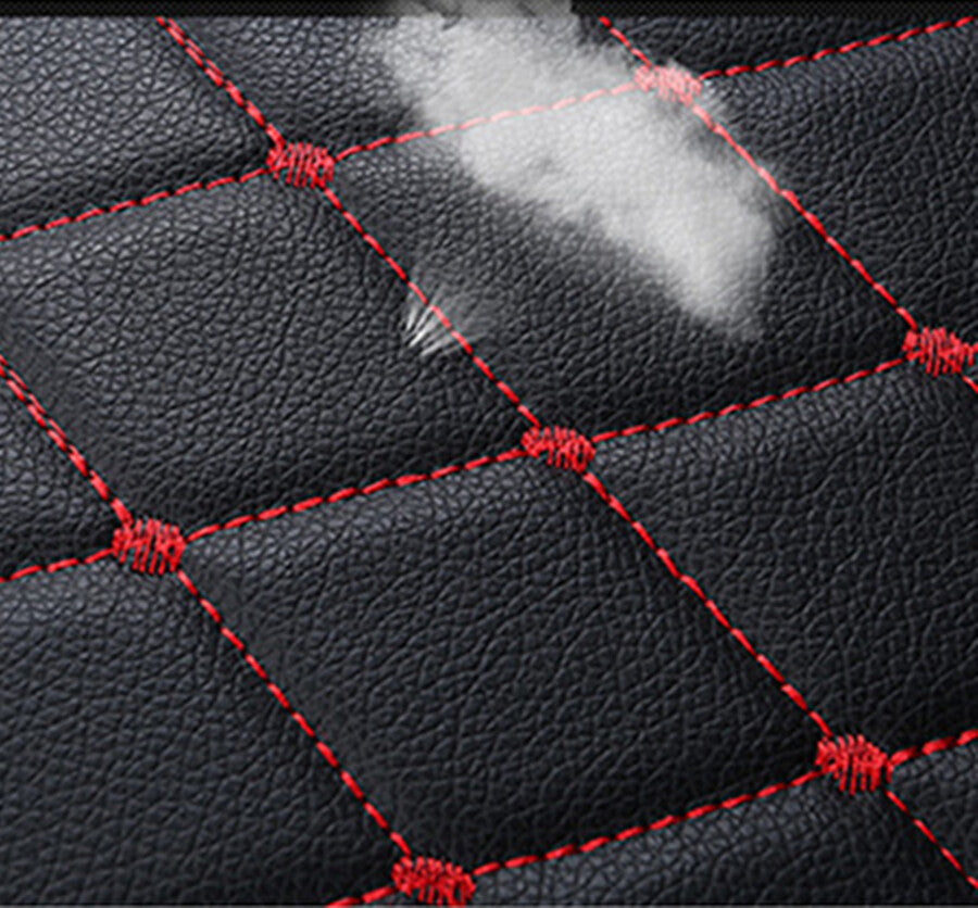 Car Front for Seat Cover Breathable PU Leather Pad Mat Chair Cushion Black/Red 2PCS