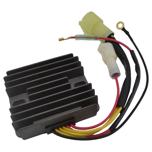 Voltage regulator 6R3-81960-10-00 is compatible with for Yamaha 115 TLR, 130 TLR, and 115 TXR. Q