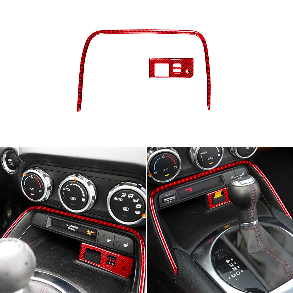 Red Carbon Fiber Center Control Panel Trim Cover Type A For F150 2004-2008 v
