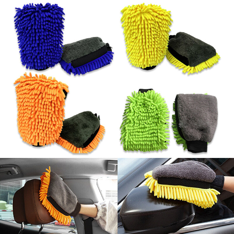 2Pcs Wash Mitts Universal Detailing Premium Chenille Microfiber Knobby For Auto Q