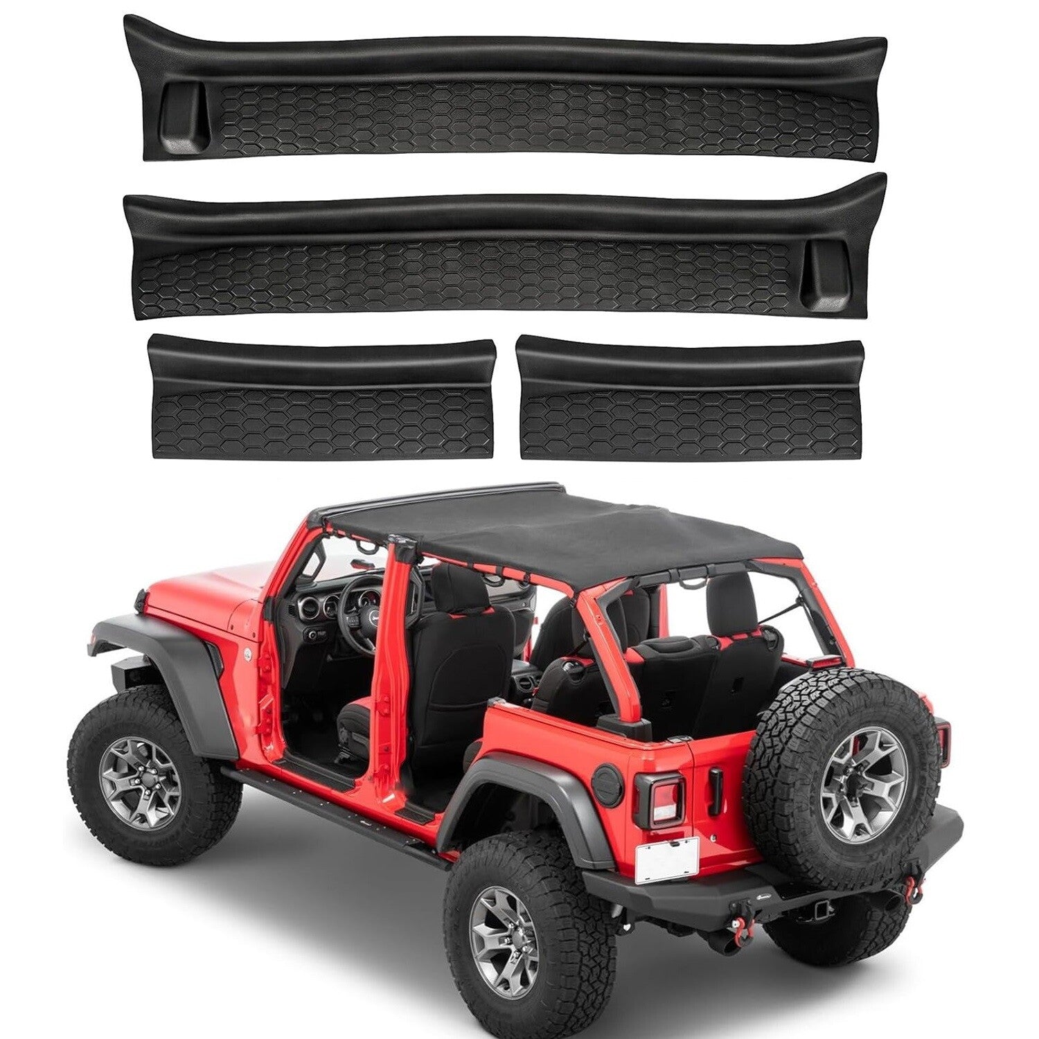 4-Piece Black Rubber Door and Window Panel Entry Protection Kit for 18-24 for Jeep for Wrangler JLJLU n