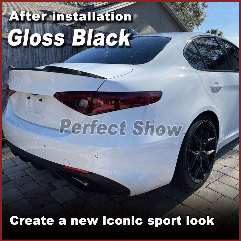 for Alfa Romeo Giulia Sedan 2015-2022 Glossy Black Rear Trunk Spoiler Wing Lip