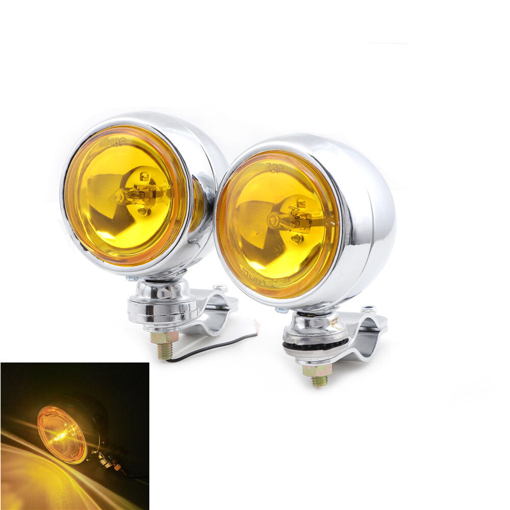 Motorcycle Metal Round Passing Spot Fog Light With Guard Bar Mount Bracket Clamp Q