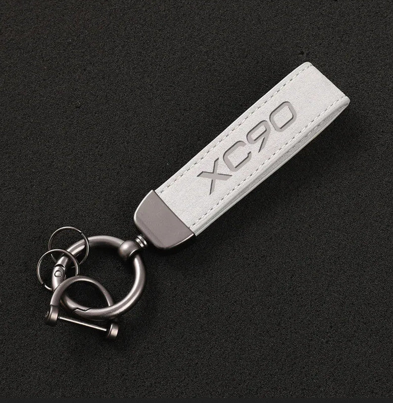 Carbon fiber leather black and red car keychain/key ring for Abarth 500 595