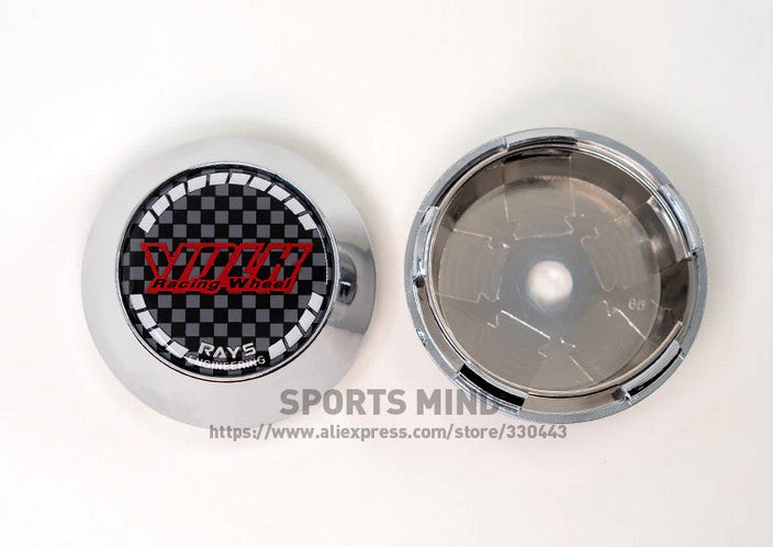 New 4 Piece Set 68mm WedsSport Hubcaps Rim Center Cap Emblem Black Chrome- v
