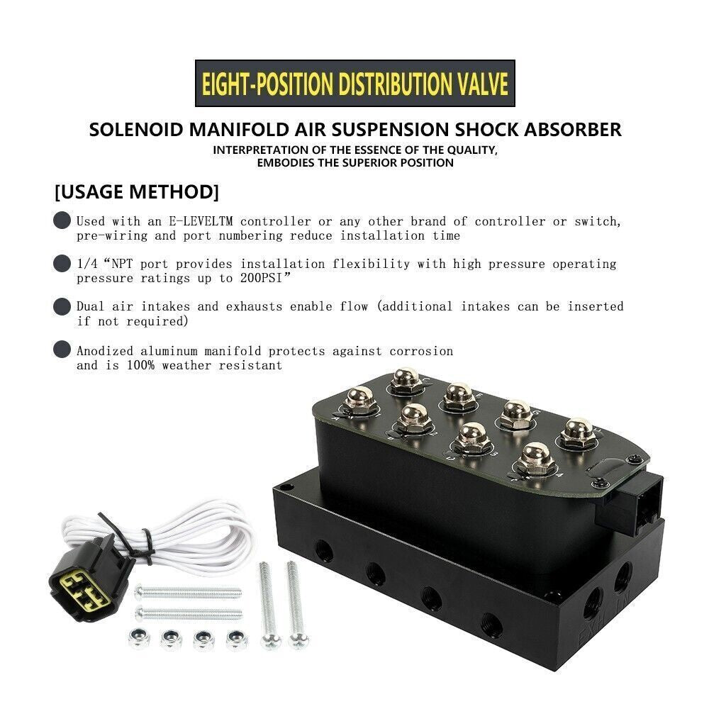 1/44-Corner Block Manifold Solenoid Valve 300PSI Air Valve Bag/Ride Suspension Q
