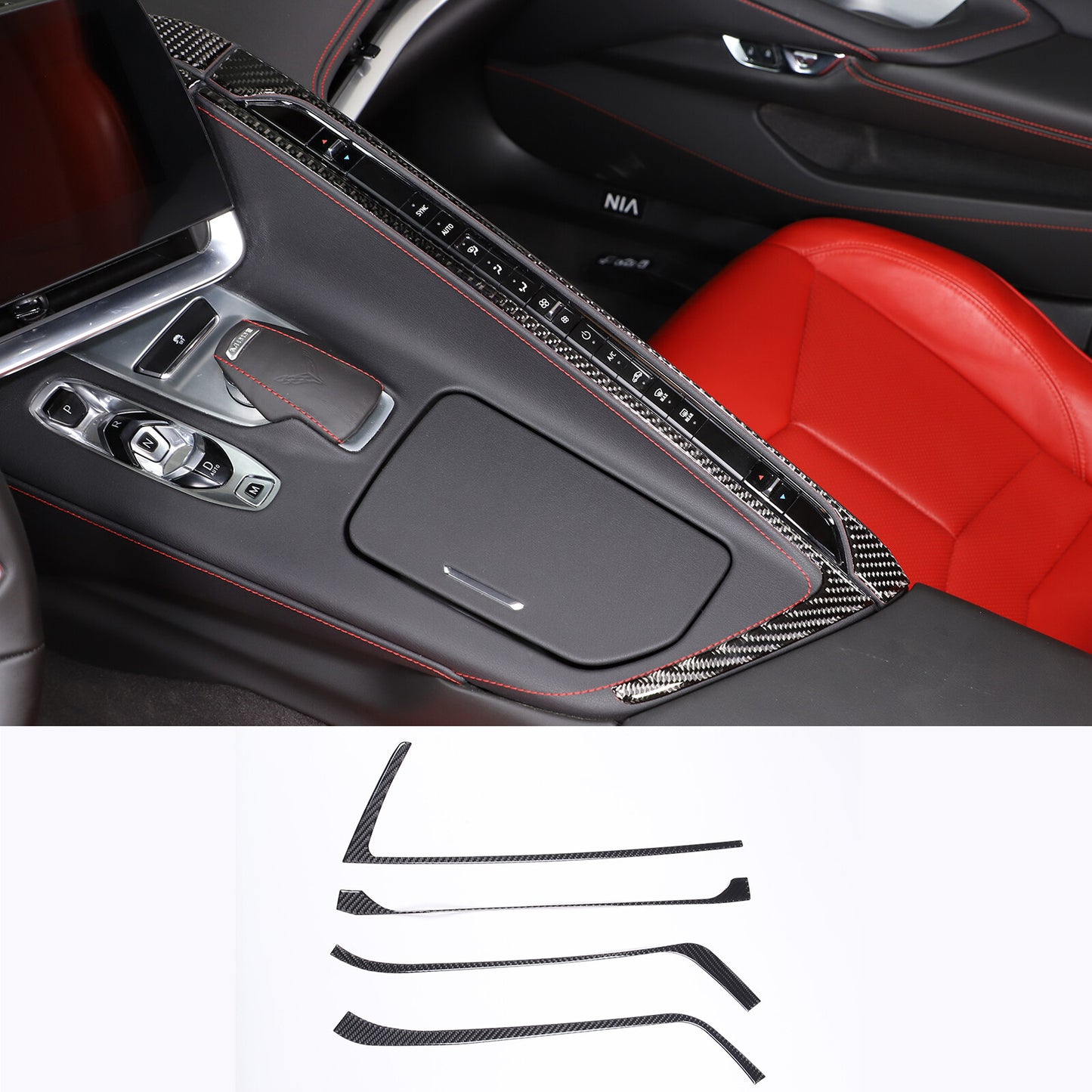 Carbon Fiber ABS Car Steering Wheel Frame Button Cover Trim for Kia K5 2021-2023- v