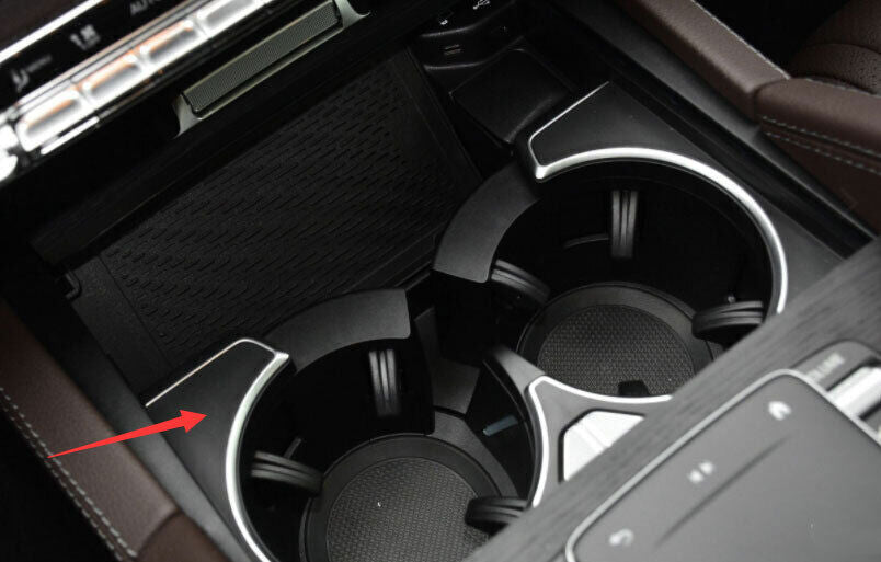 for Benz GLE GLS 2020-23 Carbon Fiber Look Central Console Water Cup Cover Trim