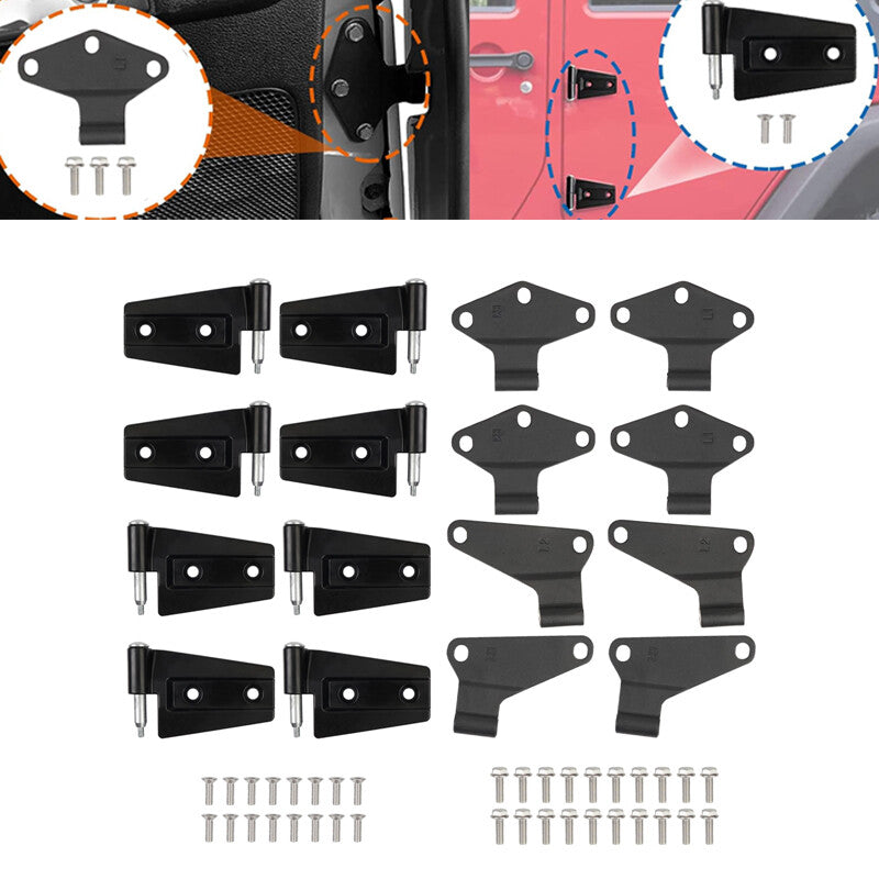 For 2007-2018 for Jeep JK for Jeep for Wrangler 4 Door Hinge Assembly Kit Inside&Outside Blk