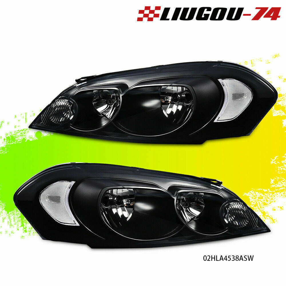 2 Piece Headlight Set Fits 2006 - 2016 for Impala Smoke Lens for CHRom Housing - v