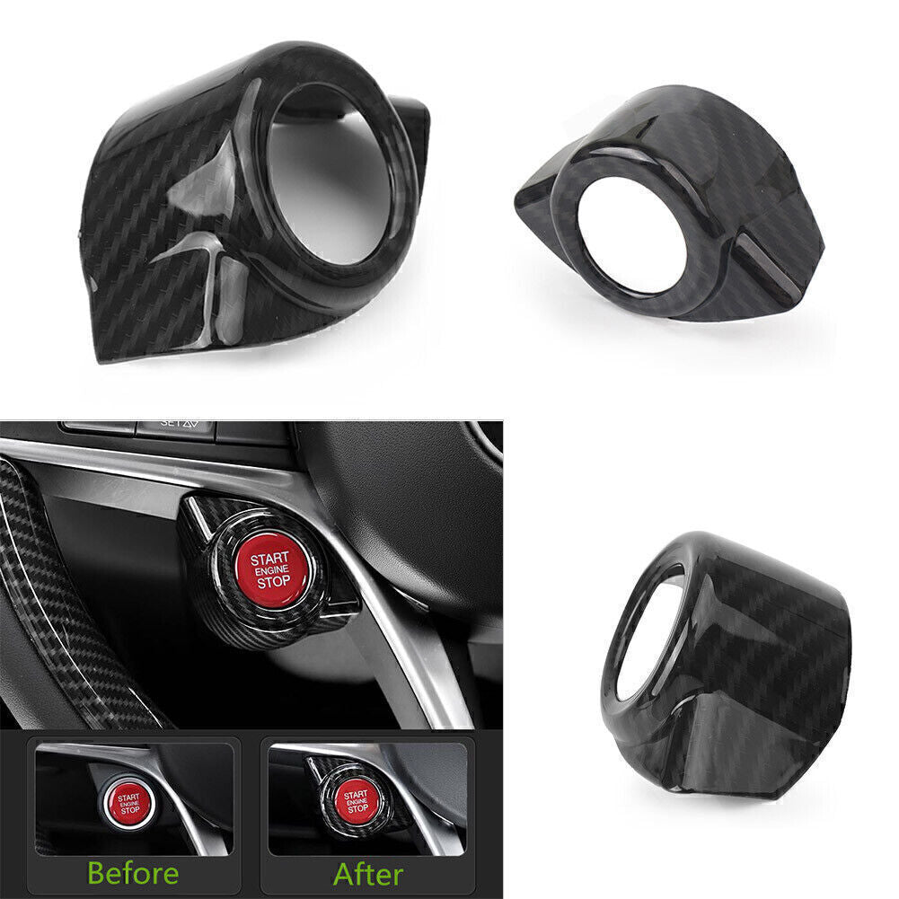 for Alfa Romeo Giulia 17-18 Carbon Fiber Look Engine Ignition Button Cover Trim