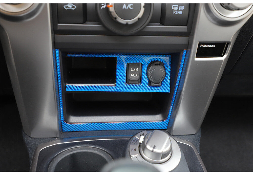 Blue Carbon Fiber Cigarette Lighter Panel Decor Cover For Toyot@ 4Runner 2010-23