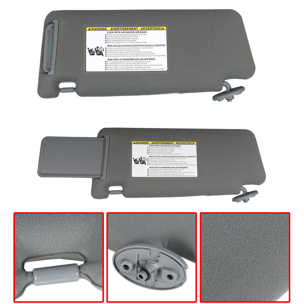 Suitable for 2005-2015 Tacoma 2X sun visors, grey, driver and passenger sides. n