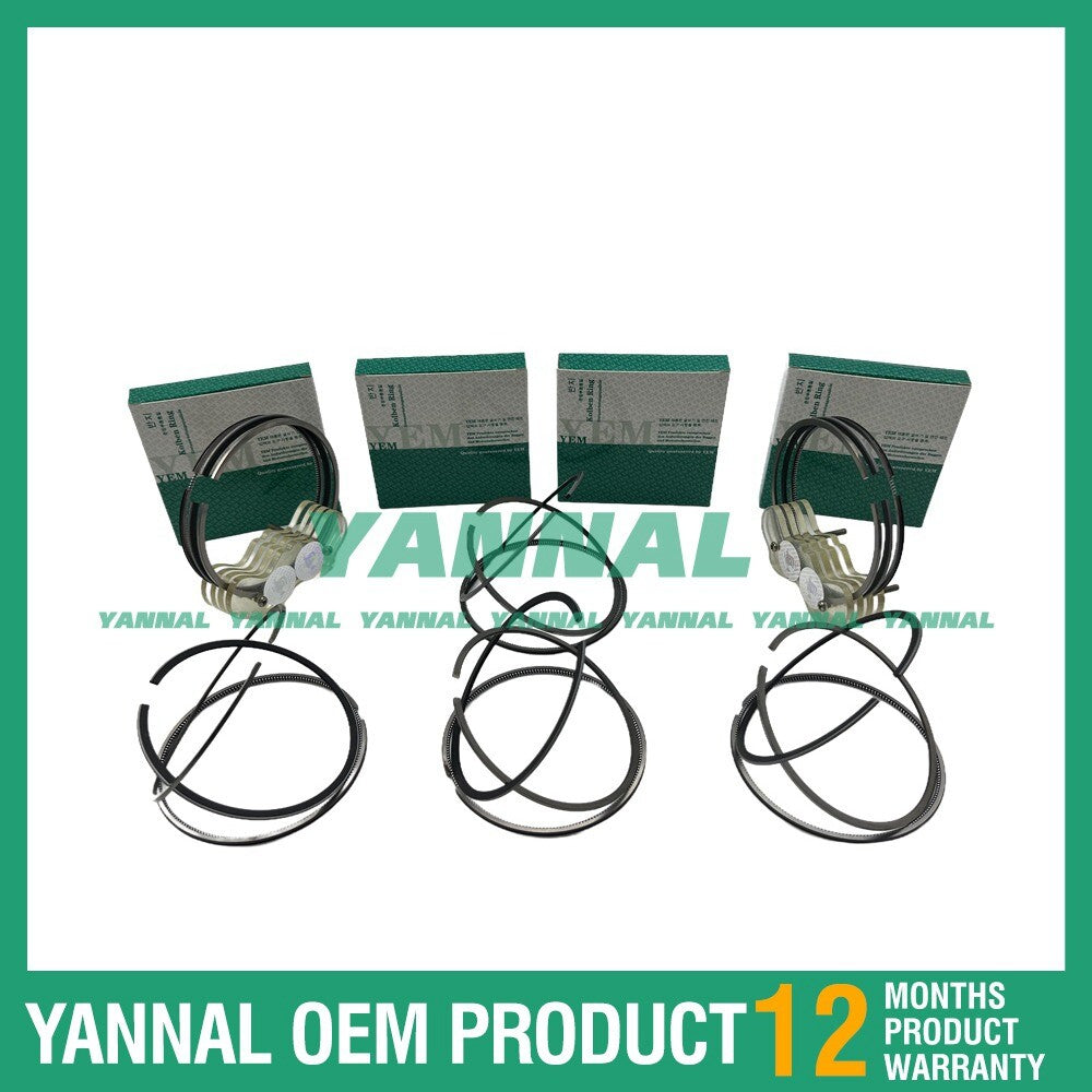 6 new J08E Piston Ring Kits, STD 112 mm, for Hino Excavator Engines