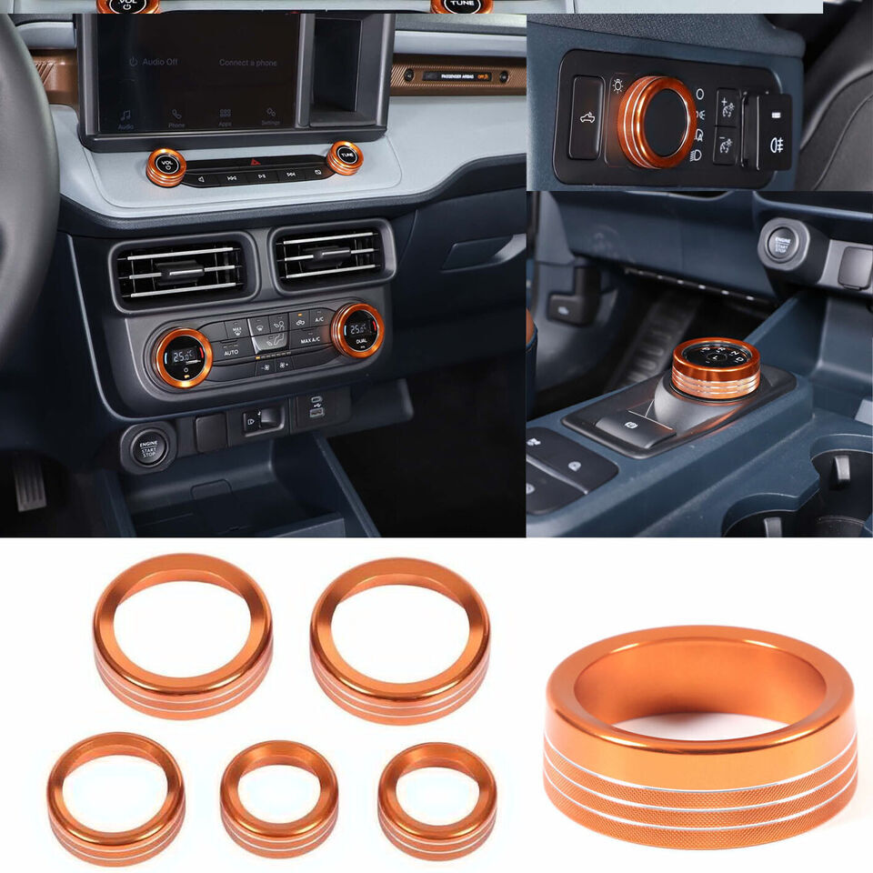6PCS Orange Gear Shift Air Conditioner Knob ring Cover for ford maverick 2022-23