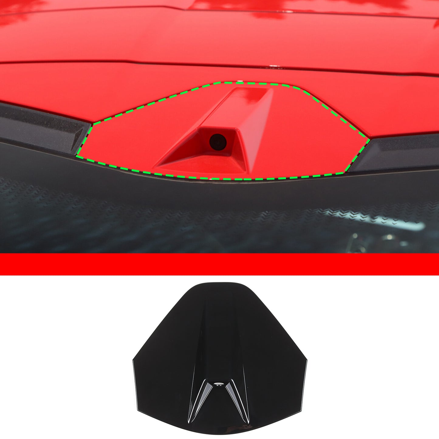 Glossy Black Rear Top Camera Protective Case for 20-24 for Corvette C8 Coupe - Decorative Accessory