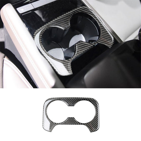 Carbon Fiber Interior Rear Cup Holder Frame Cover Trim for Mazda CX-9 2016-2022