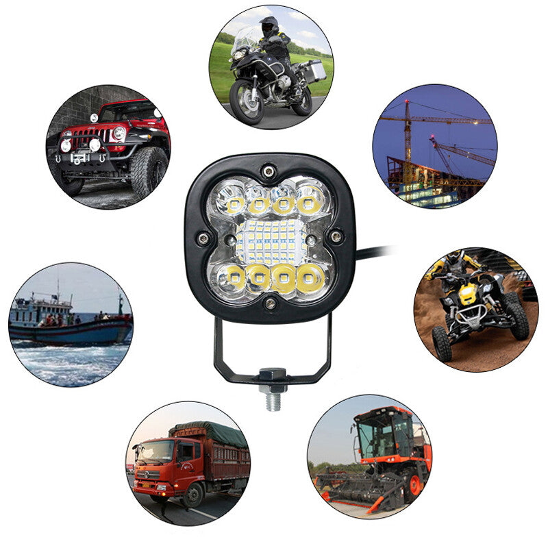 2-pack 12-36V 60W Truck/Motorcycle Off-Road Square LED Spotlights/Driving Fog Lights n