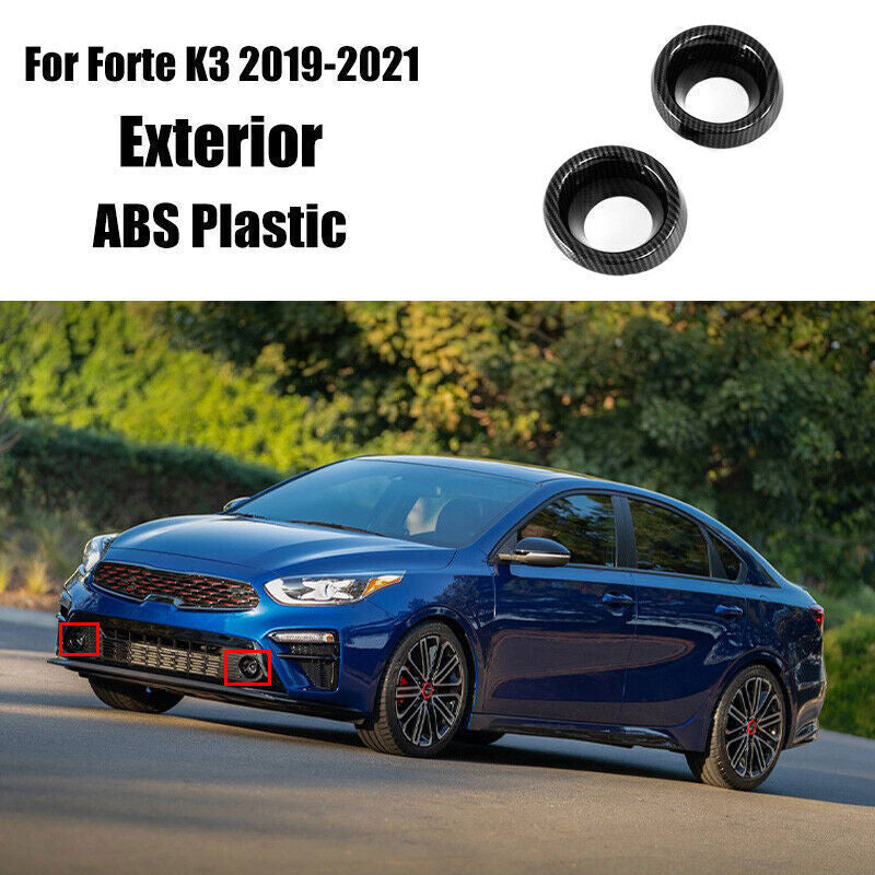 for Kia Forte K3 2019-21 Carbon Fiber Exterior Front Fog Light Lamp Ring Trim 2X