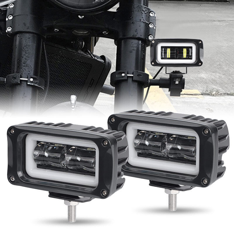 24in LED White Halo Angel Eye Work Light Bar Pods Driving Fog Offroad SUV ATV