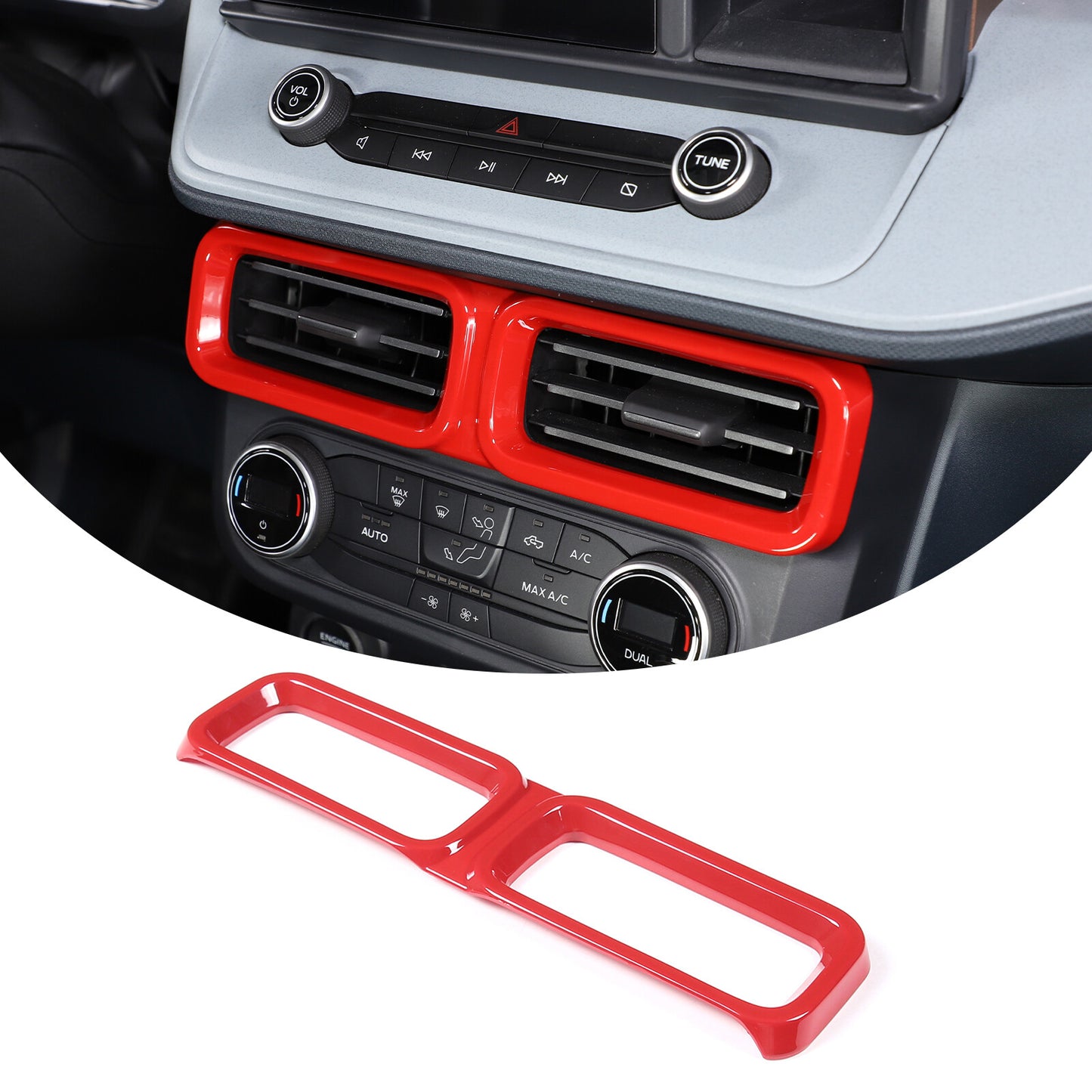 Red ABS center air socket frame cover trim accessory for Maverick 2022- n