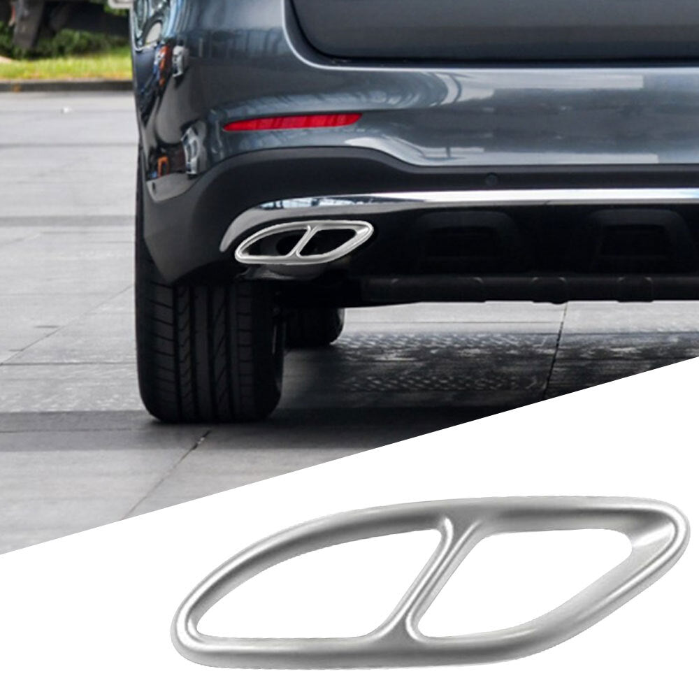 2PCS Exhaust Pipe Cover Trim Silver for Mercedes Benz A B C E CLA GLC GLE GLS