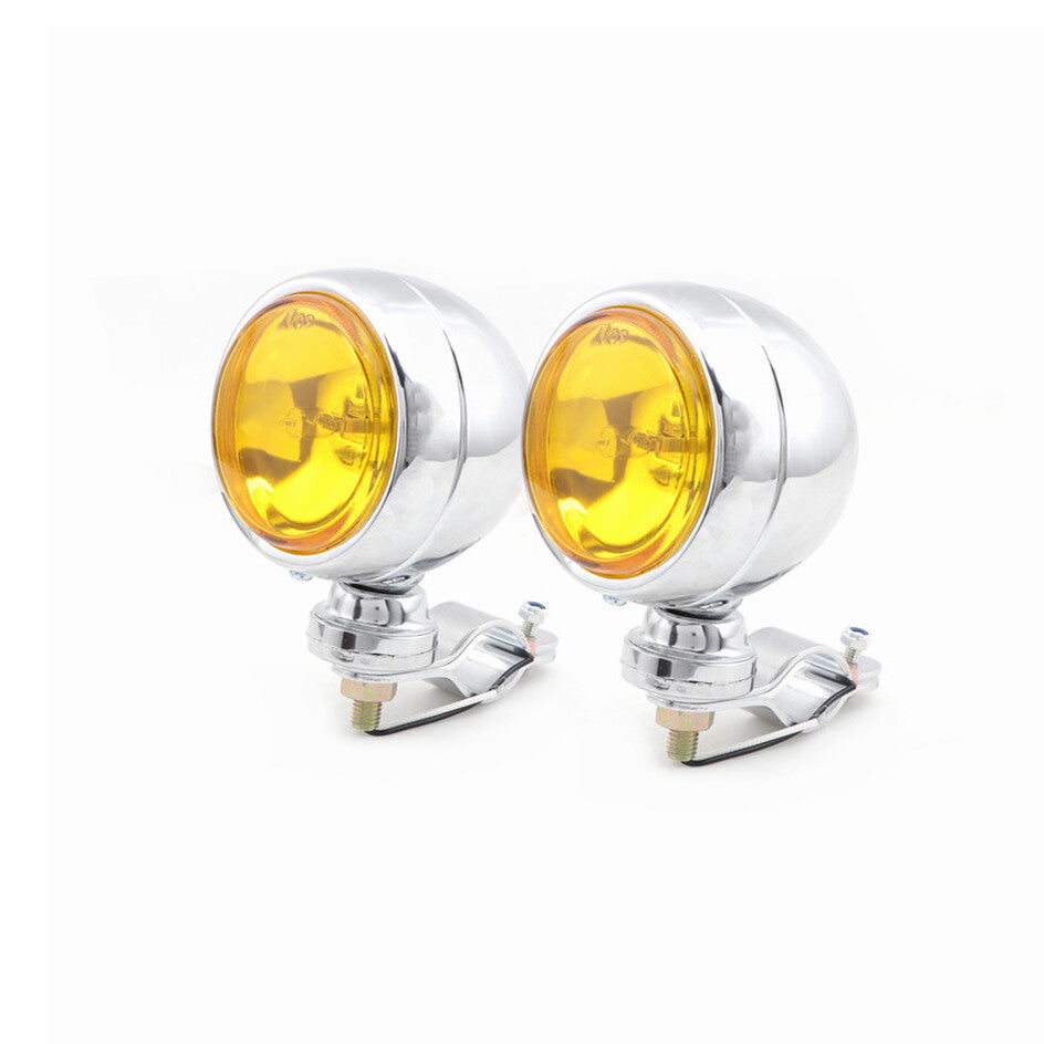 Motorcycle Metal Round Passing Spot Fog Light With Guard Bar Mount Bracket Clamp Q