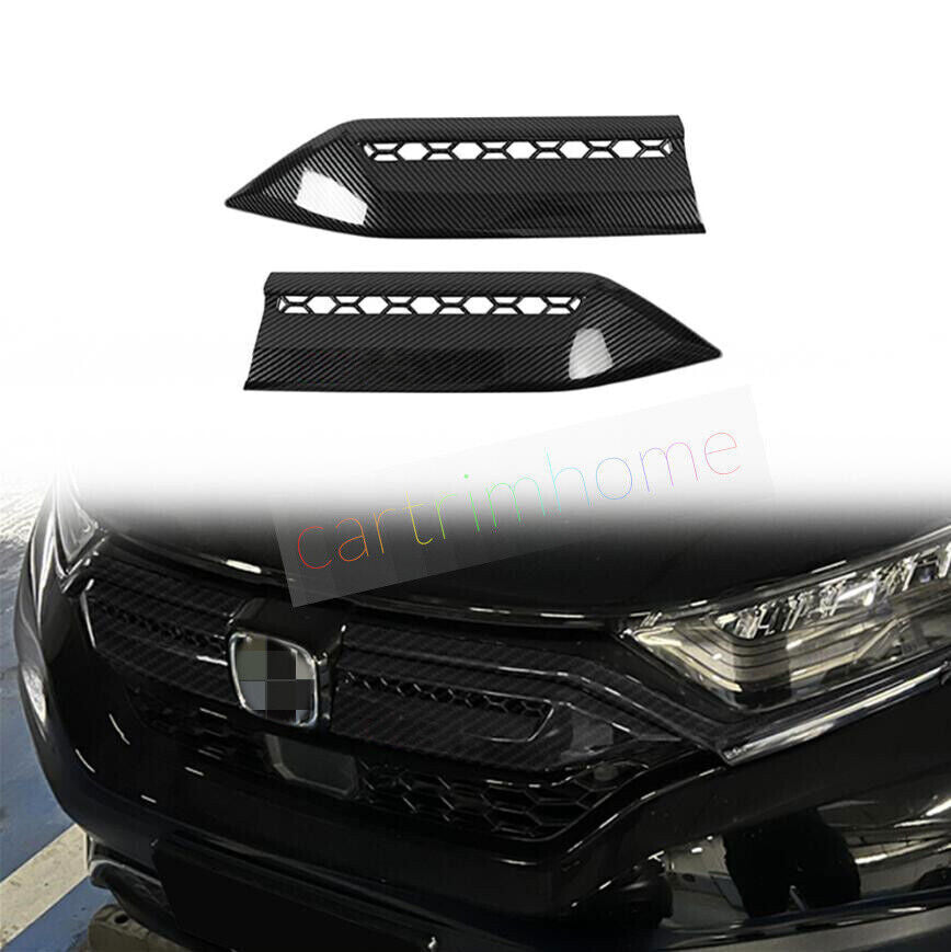 Carbon Fibre ABS Front Center Mesh Grille Grill Trim for HONDA CR-V CRV 2020-23 n