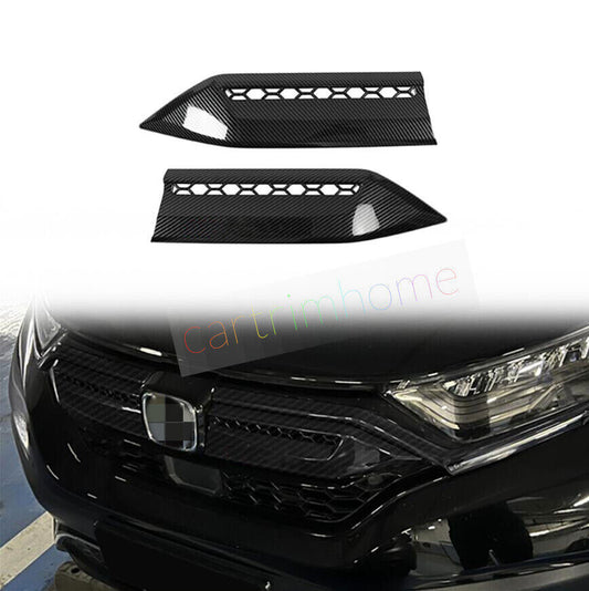 Carbon Fibre ABS Front Center Mesh Grille Grill Trim for HONDA CR-V CRV 2020-23 n