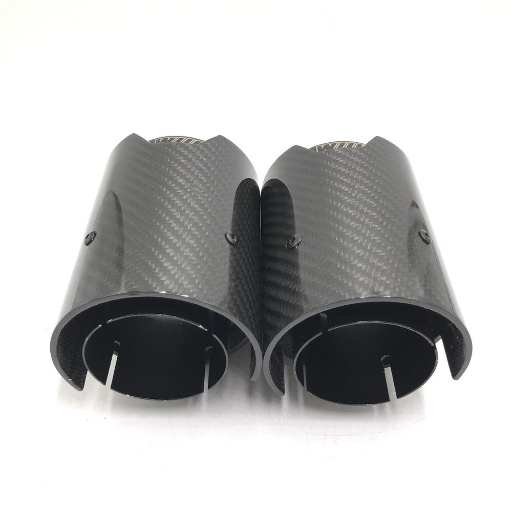 2-Piece Gloss Black Carbon Fiber Exhaust System Suitable for BMW M2, M3, and M4 Tip-Tooth Exhausts Q