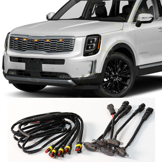 for Kia Telluride 2020-2024 smoke Style Front Grill LED Marker Light Kit