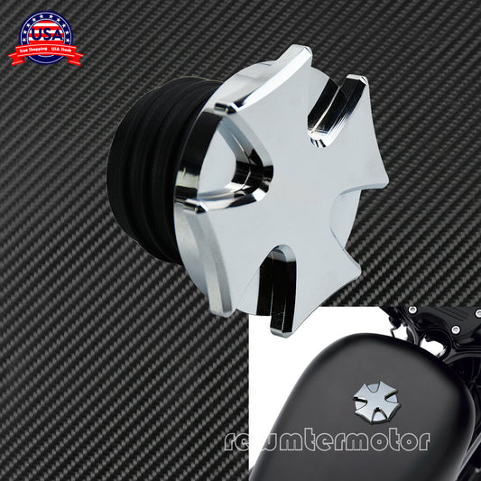 Chrome Cross Gas Cap Fuel Tank Right-hand Thread Fit for Harley Dyna Sportster Q