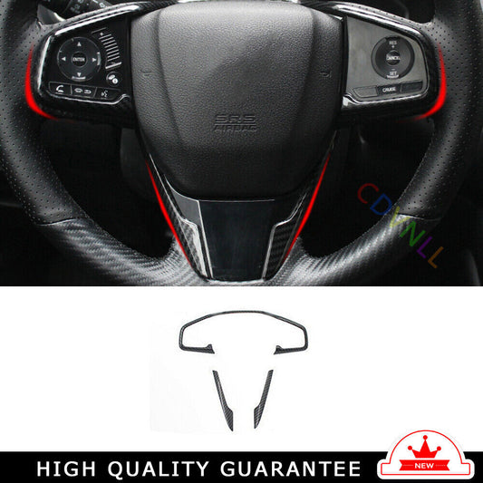 Steering Wheel Frame Cover Trim 3PCS for Honda for Civic 10th 2016-2021 Carbon Fiber