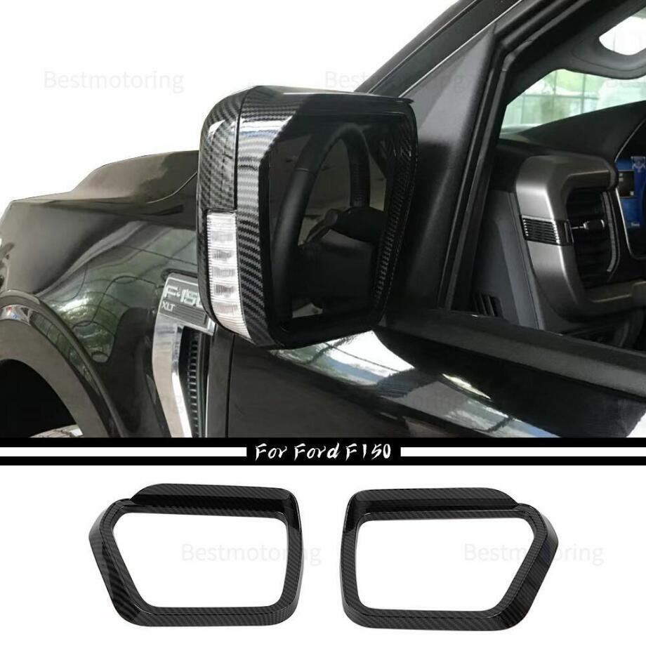For 21-23 F150 Carbon Fiber Side Door Mirror Visor Molding Cover Trim v