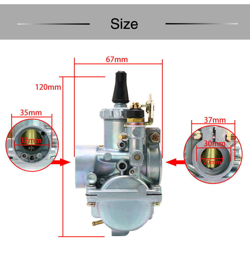 VM20 Motorcycle Racing Carburetor for 100cc-130cc Dirt Bikes 20mm Carb Q