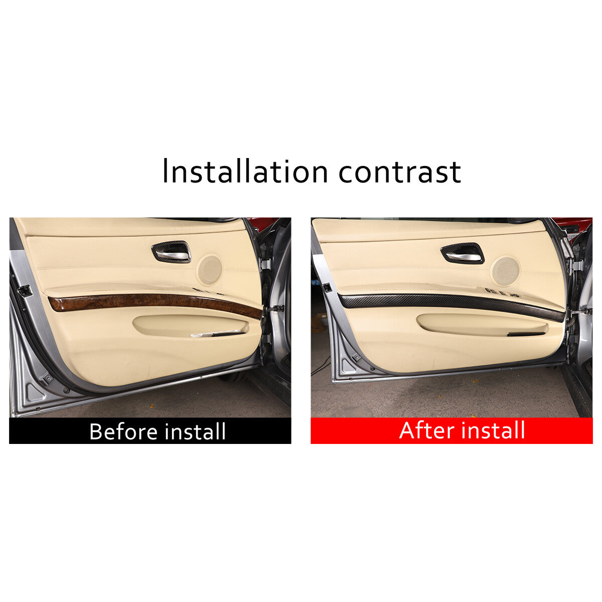 Carbon fiber interior door trim for BMW 3 Series E90, E92, E93 (05-12-)