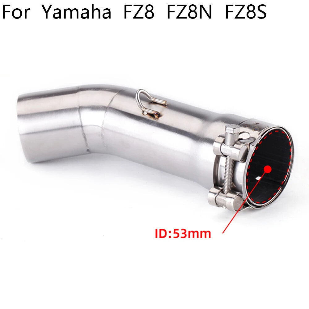 for Yamaha FZ8N/FZ8/FZ8S Stainless 51mm Racing Mid Pipe Slip-On Exhaust Upgrade
