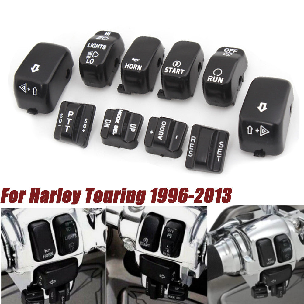 10-Piece Pack of Hand Switch Housings and Button Covers for Harley-Davidson 1996-2013 n