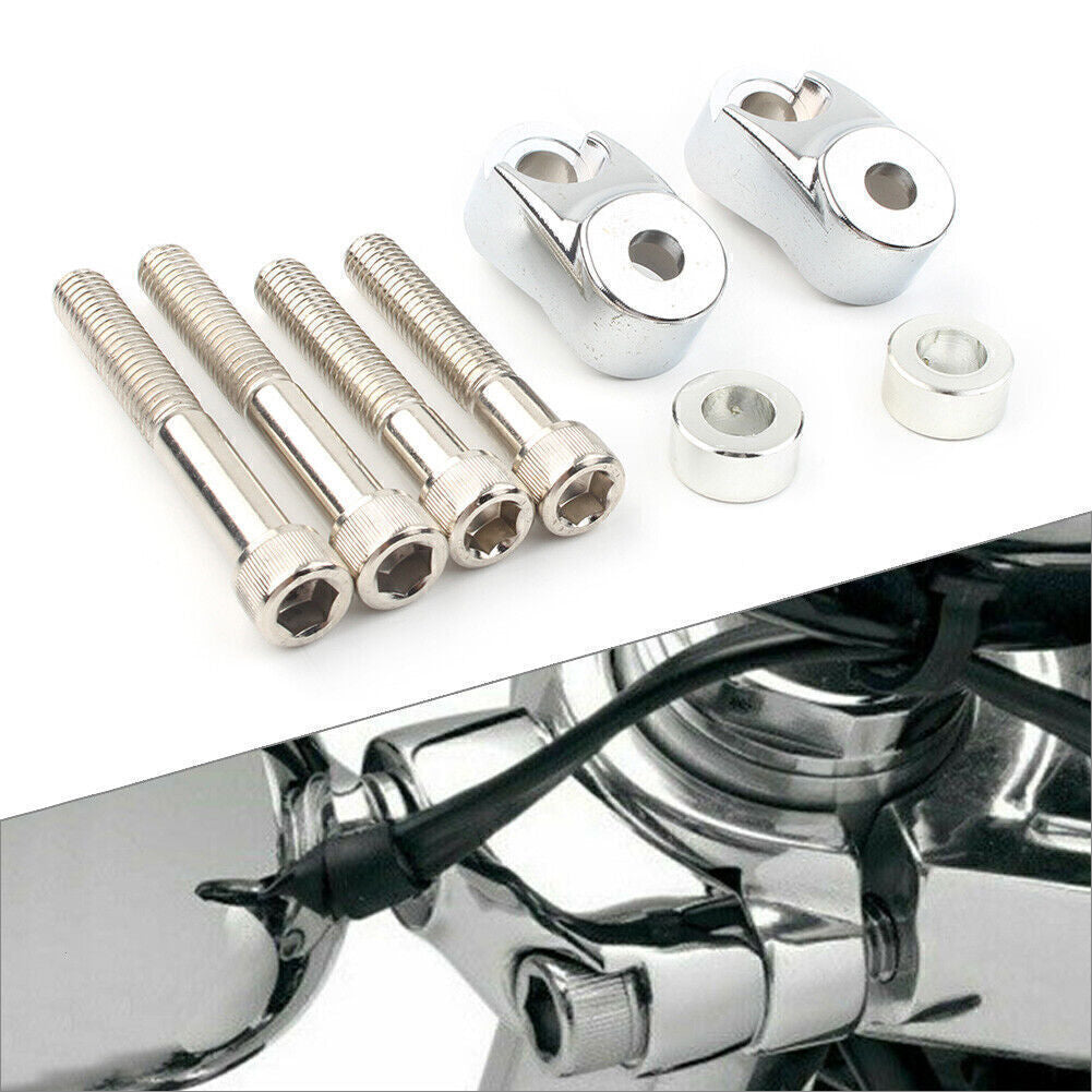 Chrome Front Turn Signal Mount Bracket Relocation Kit for Harley Dyna